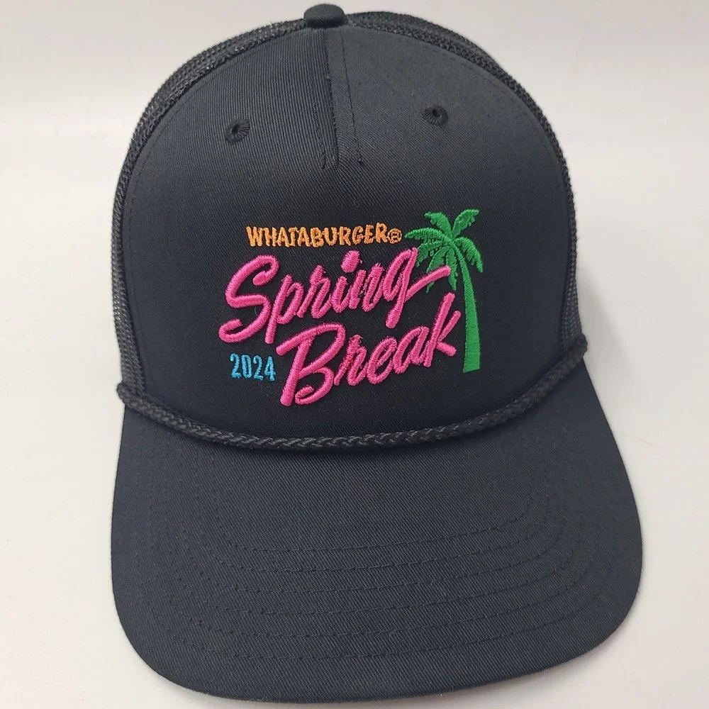 Whataburger Hat Snapback Trucker Mesh Black Rope Spring Break 2024 Party Men‎